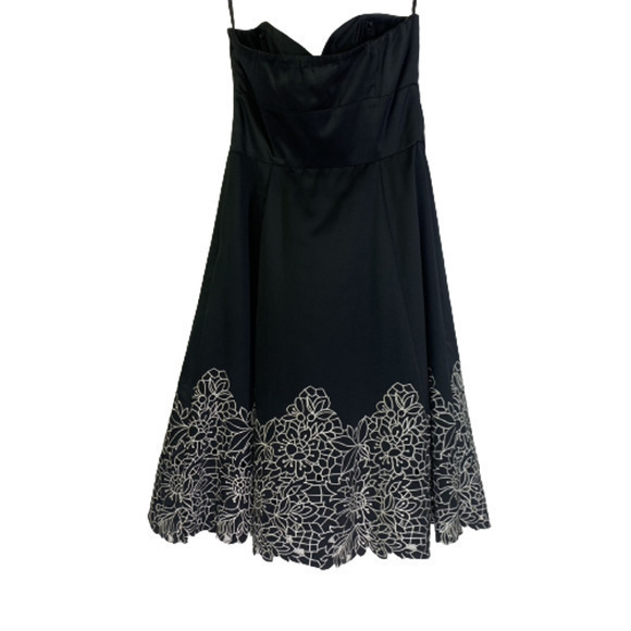 WHBM Black Floral Embroidered Strapless Dress - Picture 10 of 11